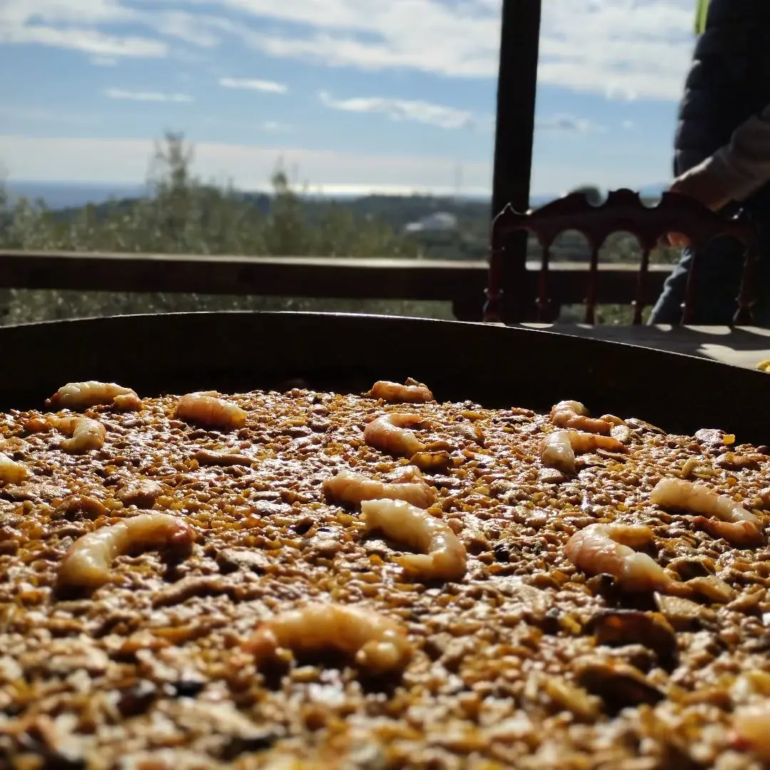 Paella del senyoret amb marisc pelat, perfecta per a esdeveniments.